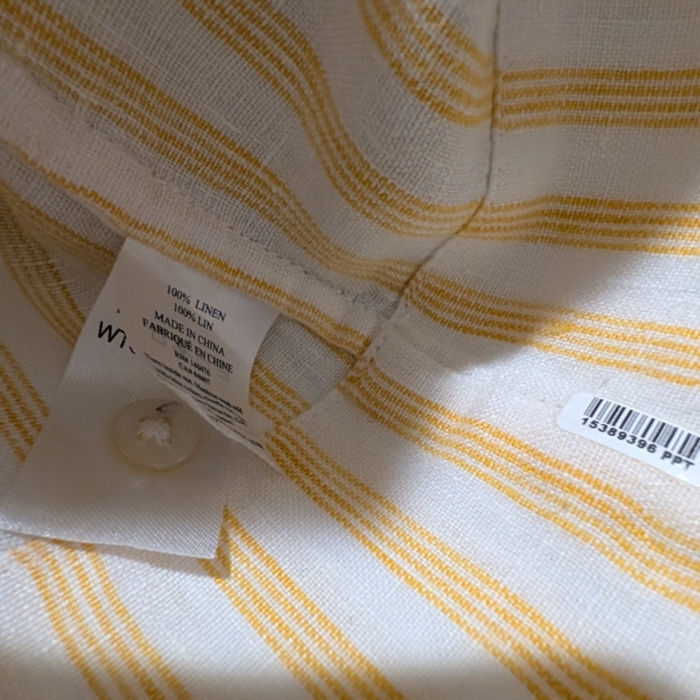 Faherty Isha Top Yellow Stripe Linen - Picture 7 of 8